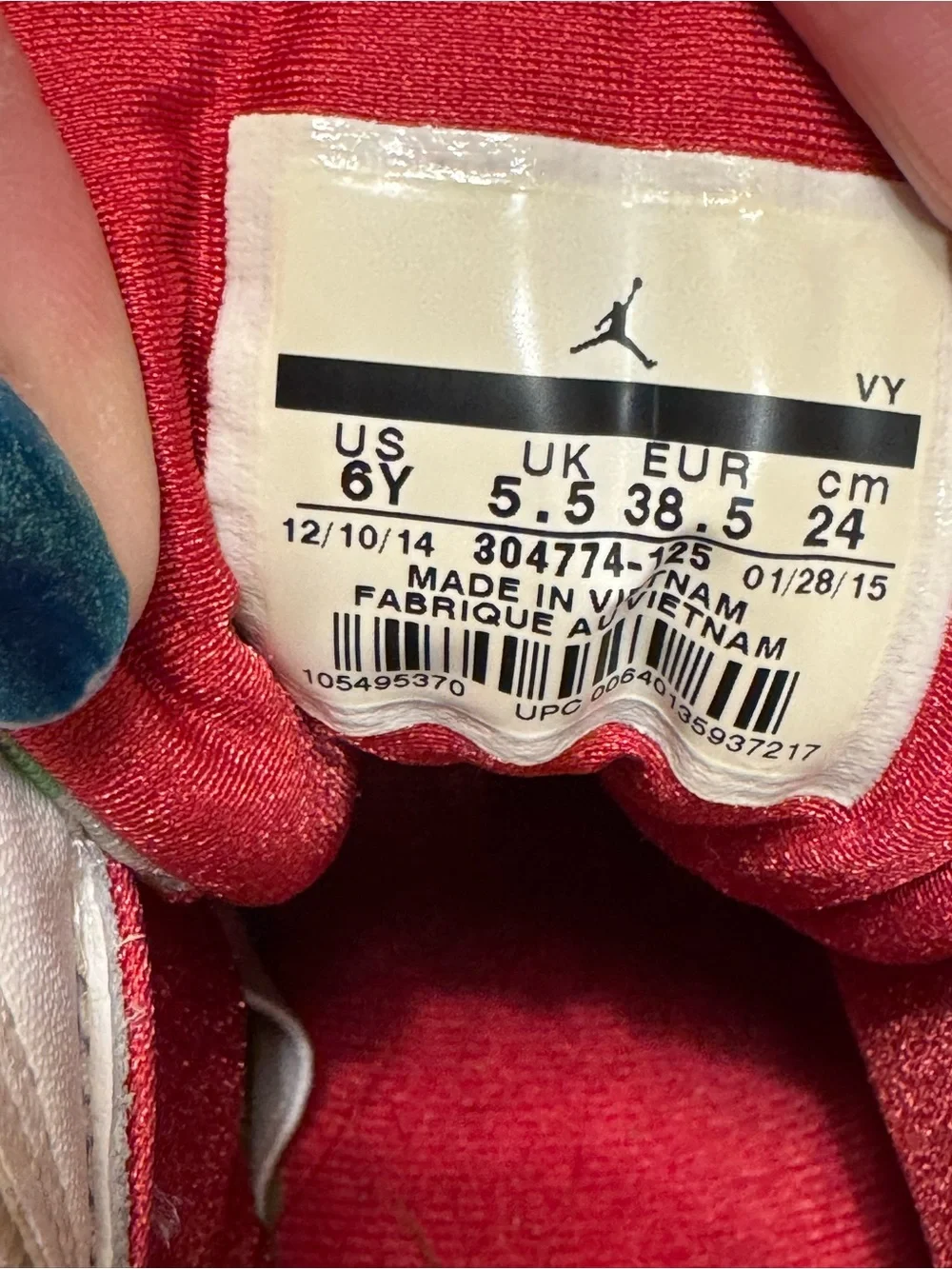 Sz 6- Nike Air Jordan 7 Retro 2015 “Hare” Red Jumpman White Sneakers *See Pics*